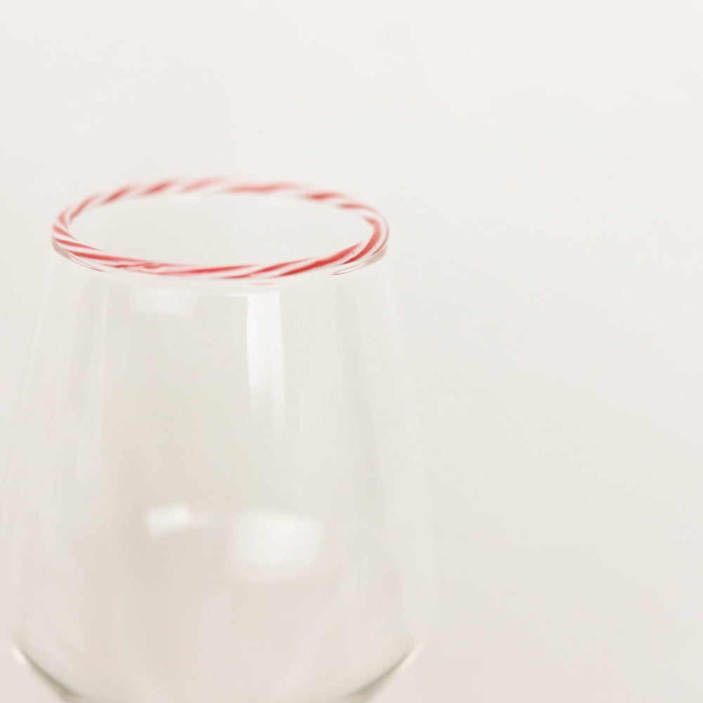 Candy Cane Striped Rim Stemmed Wineglass