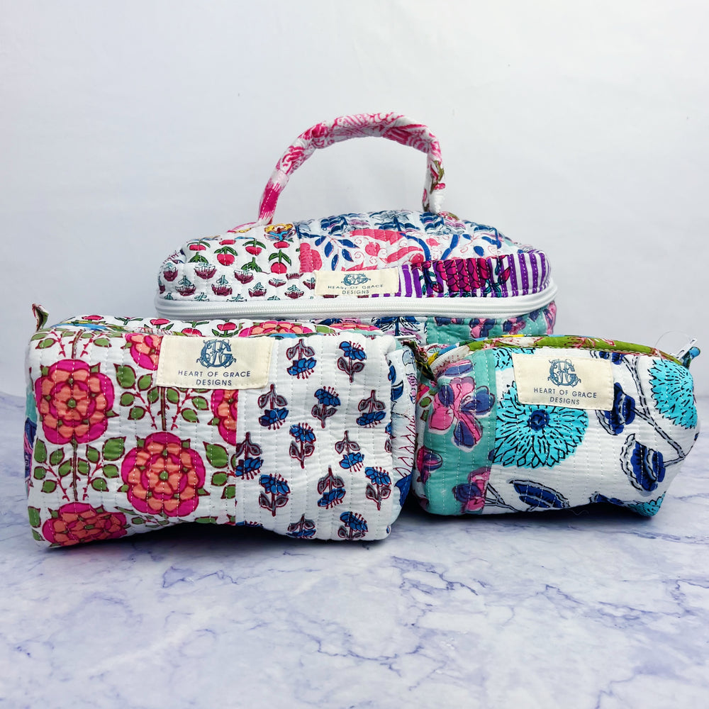 Wildflower Patch Quilted Cosmetic Bag