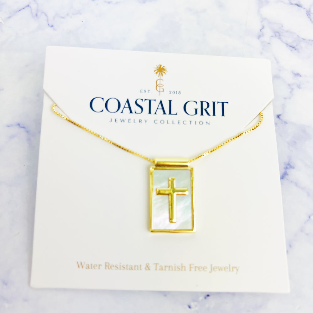 Pearl Shell Cross Necklace