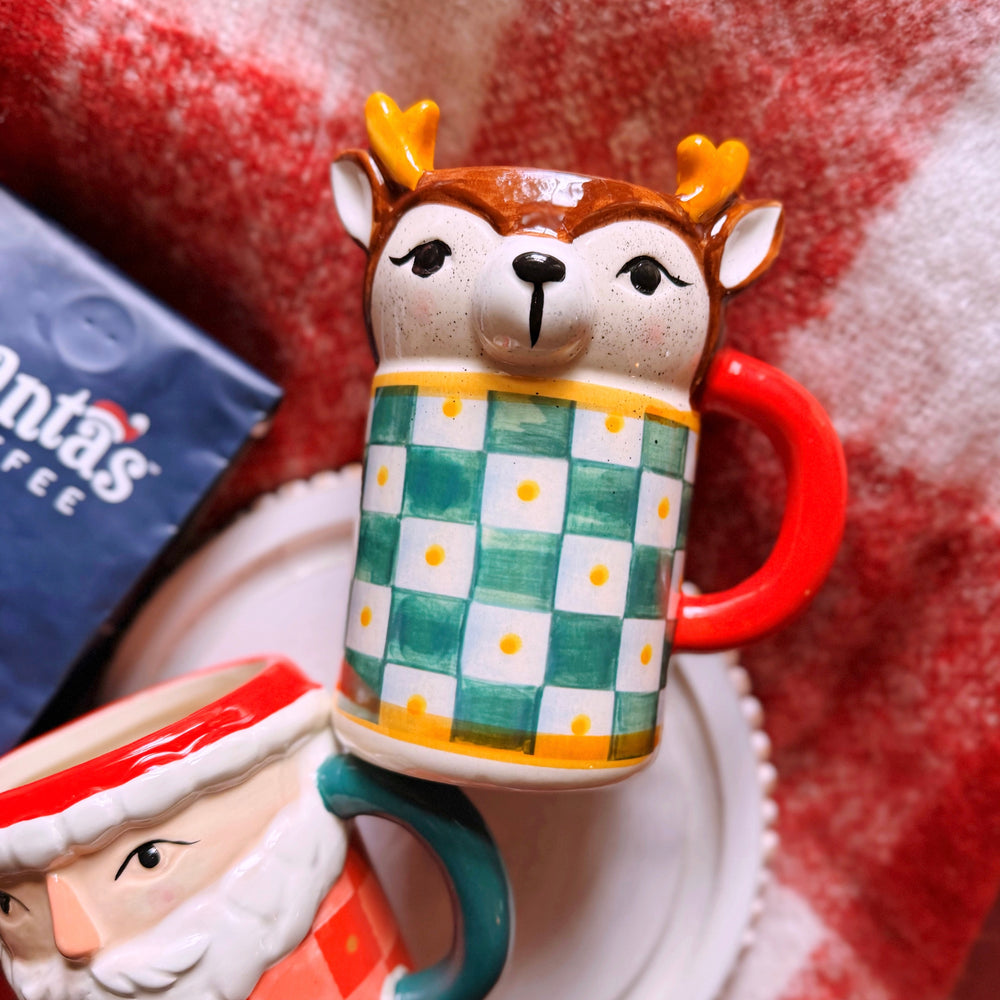 Checkered Reindeer Mug