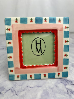Stoneware Photo Frame - Pink Dots