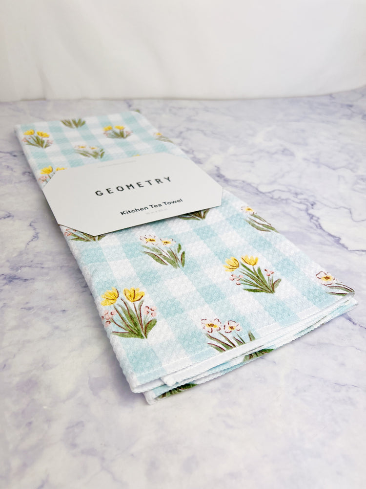 Picnic Plaid Blue Recycled Tea Towel