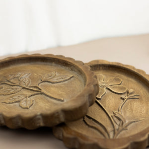 Scalloped Botanical Wooden Wall Decor