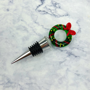 Holiday Glass Wine Stopper