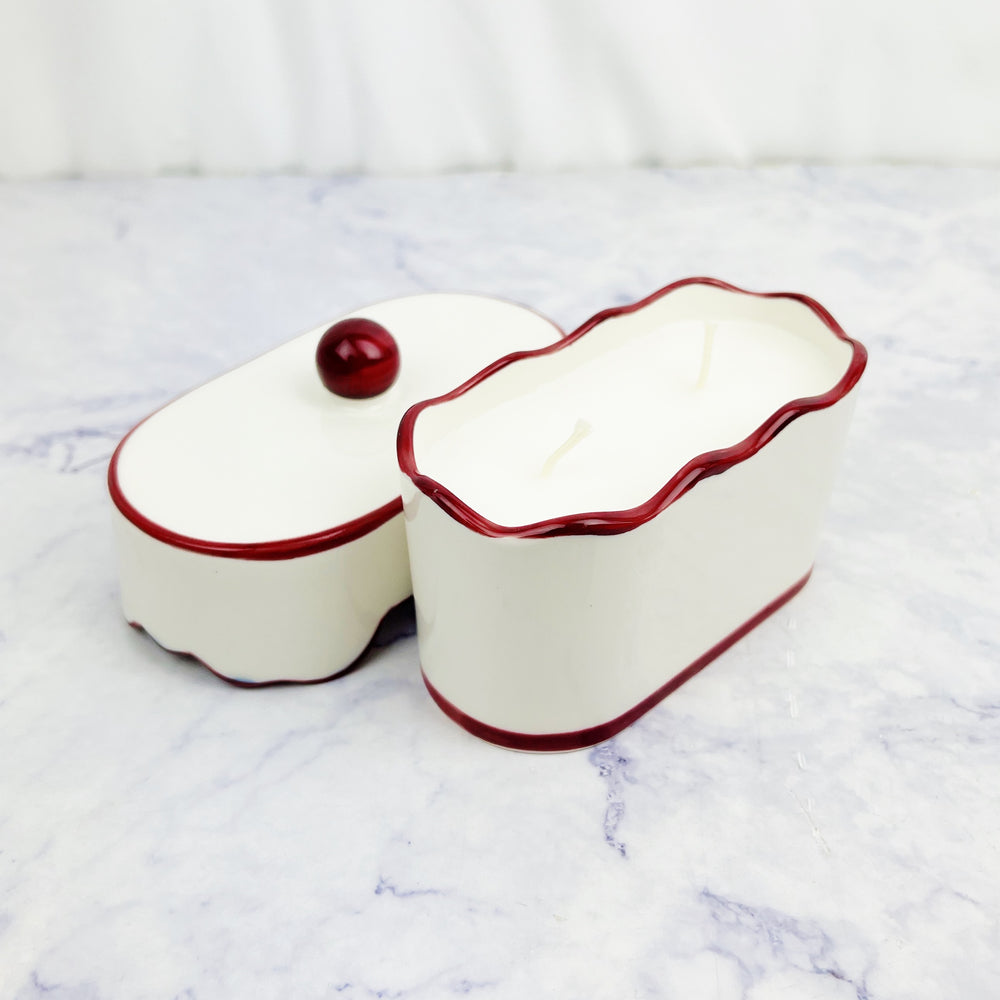 Cherie Porcelain Ceramic Candle with Colored Accents