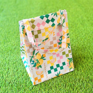Lemon Checkered Picnic Cooler Bag