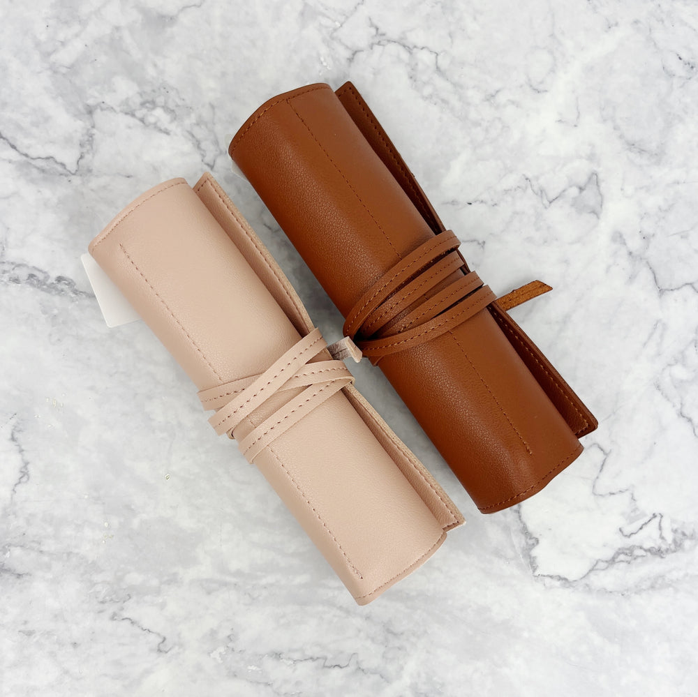 Abby Leather Travel Jewelry Roll