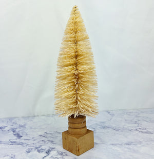 Cream Bottle Brush Tree with Wood Base