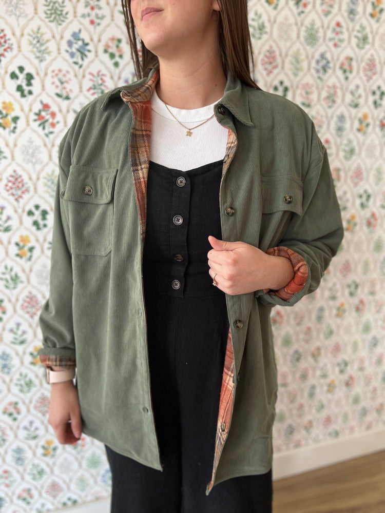 Reversible Plaid and Corduroy Button Down