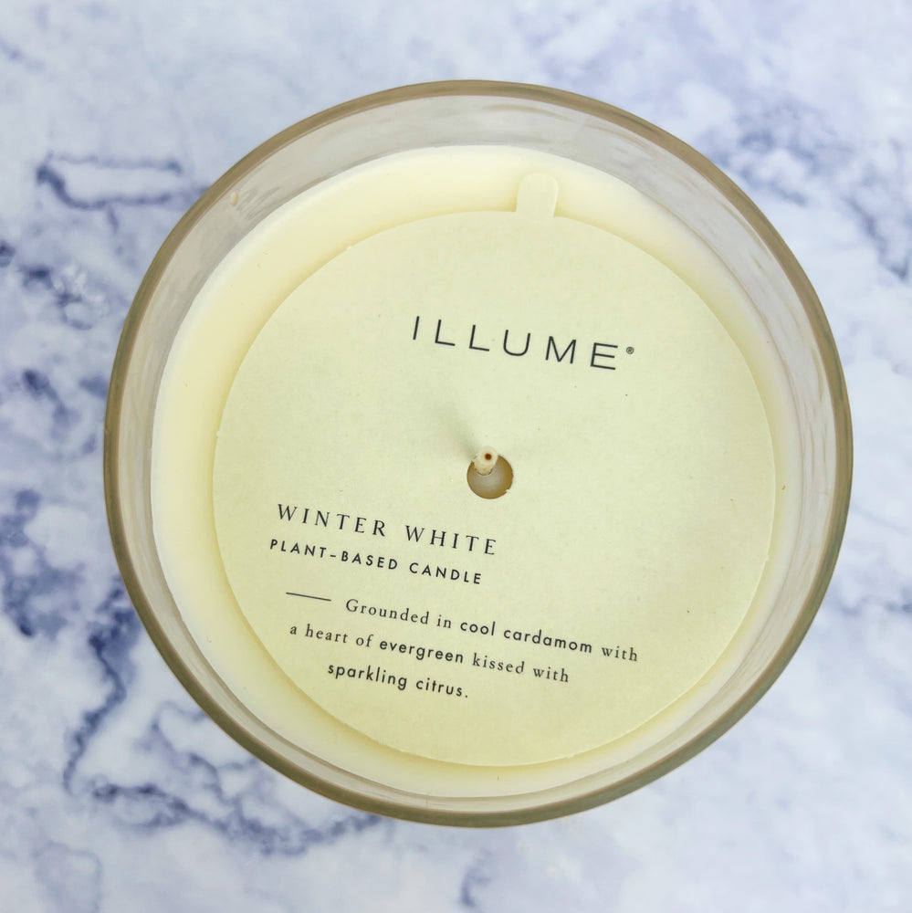 Winter Frosted Baltic Glass Candle