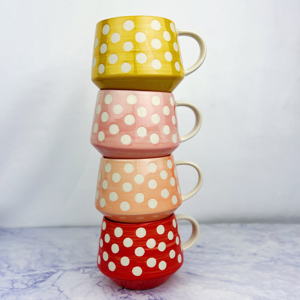 Hand Painted Polka Dot Mugs