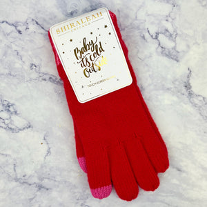 Red and Pink Touchscreen Gloves