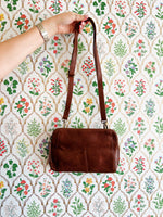 Vegan Crossbody Clutch with Woven Wristlet Strap - Saddle