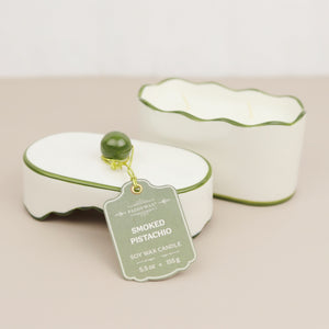 Cherie Porcelain Ceramic Candle with Colored Accents