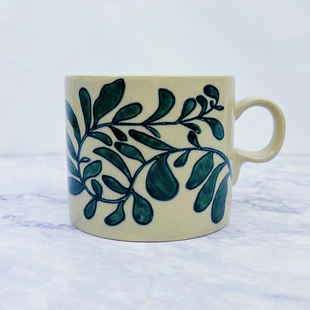 Hand Painted Floral Stoneware Mug