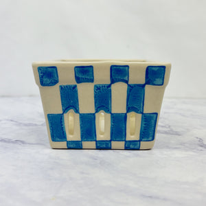 Checkered Stoneware Berry Baskets