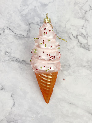 Ice Cream Cone Glass Ornament