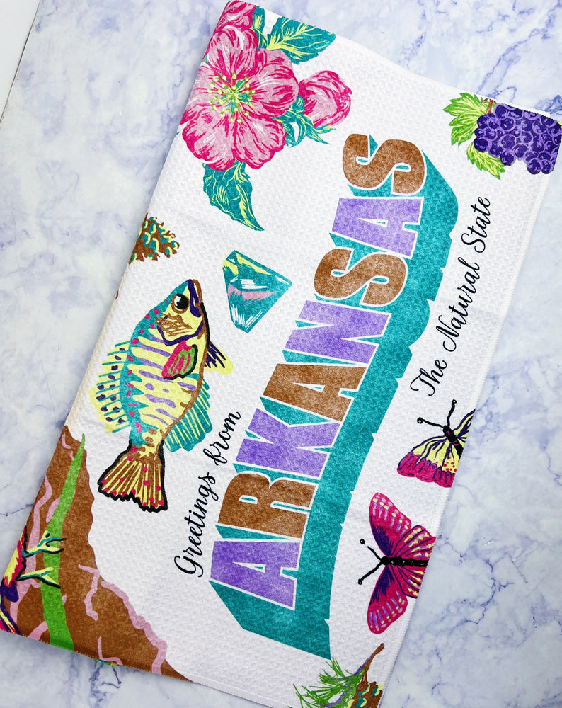Greetings From Arkansas Tea Towel