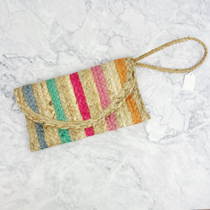 
                
                    Load image into Gallery viewer, Multi Color Jute Clutch Wristlet
                
            