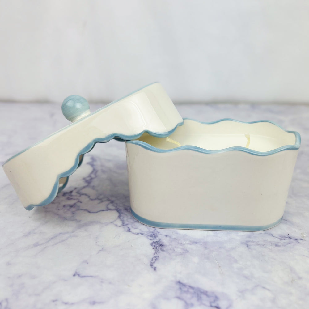 Cherie Porcelain Ceramic Candle with Colored Accents