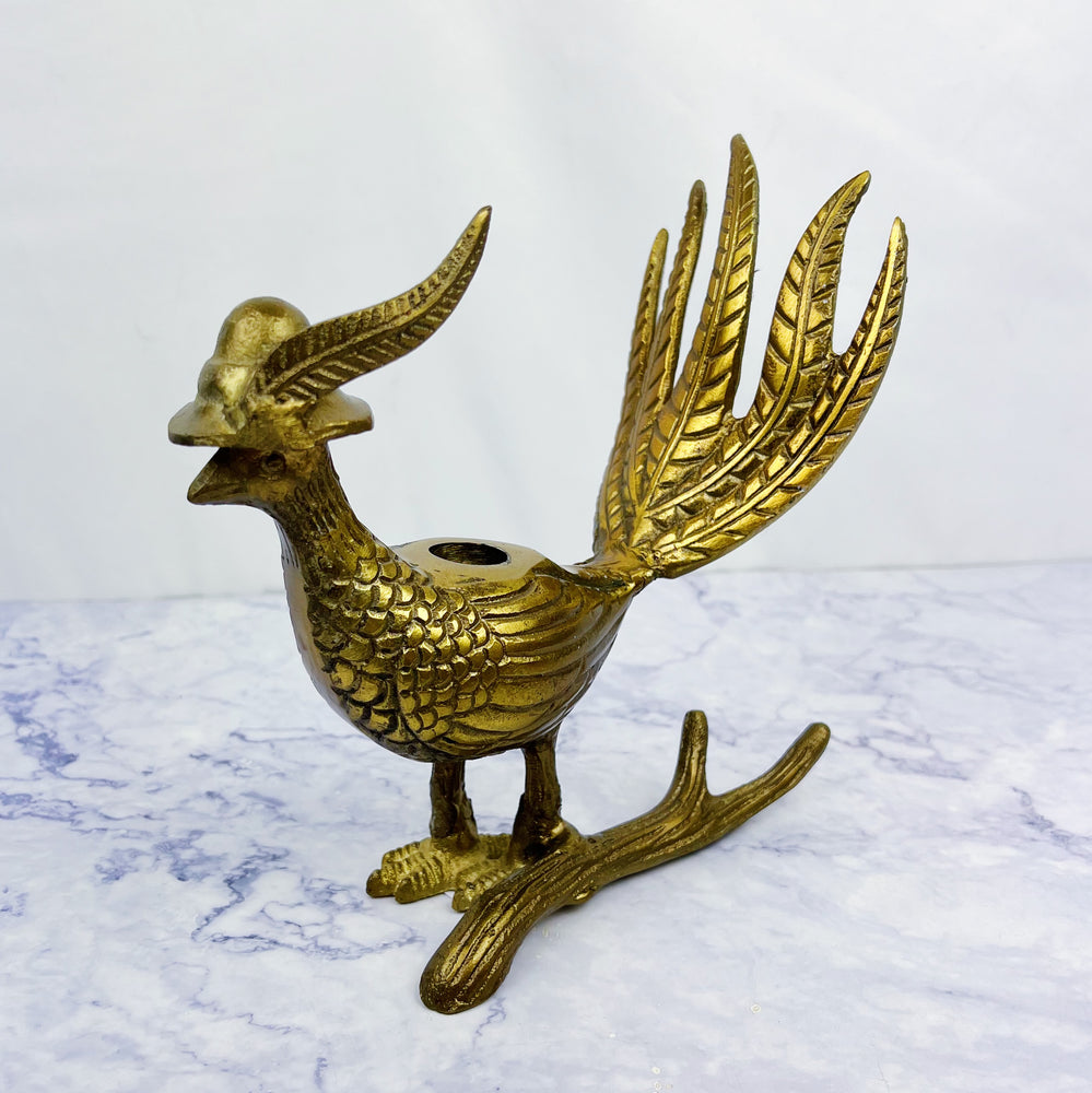 Brass Pheasant Candle Holder