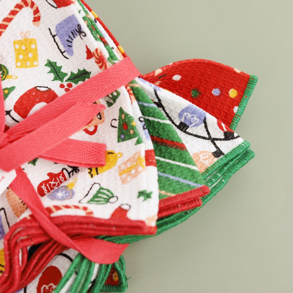 Holiday Print Waffle Dishcloth Set
