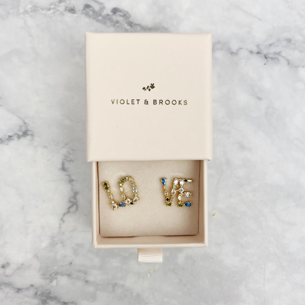 
                
                    Load image into Gallery viewer, Gemstone LOVE Earrings
                
            