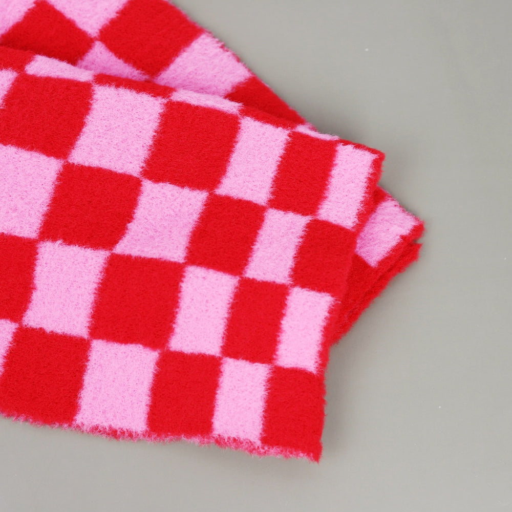 Pink and Red Checkered Scarf