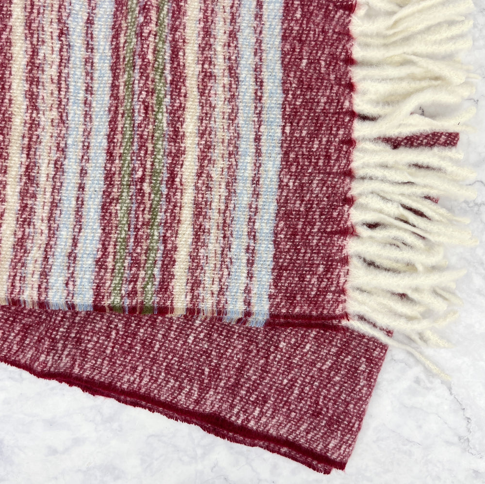 
                
                    Load image into Gallery viewer, Wine &amp;amp; Light Blue Stripe Scarf
                
            