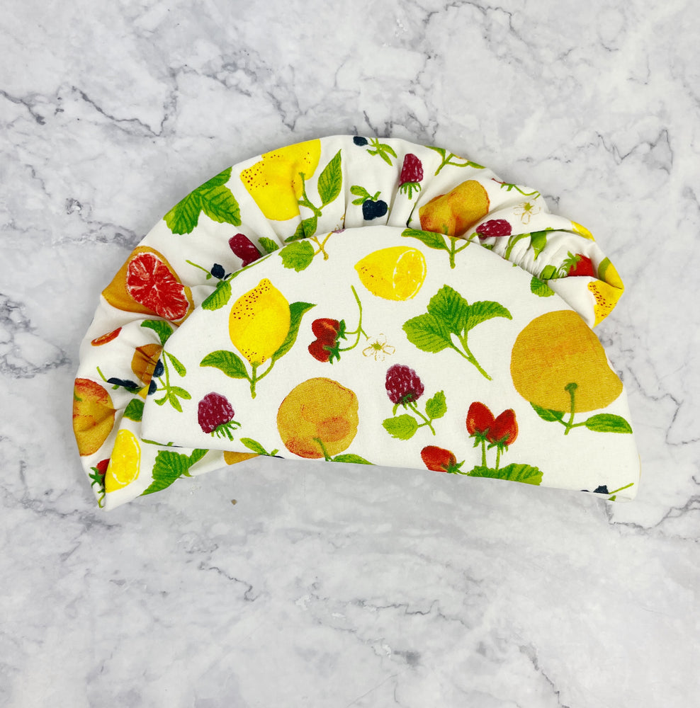 Set of Two Reusable Fruit Salad Design Bowl Covers