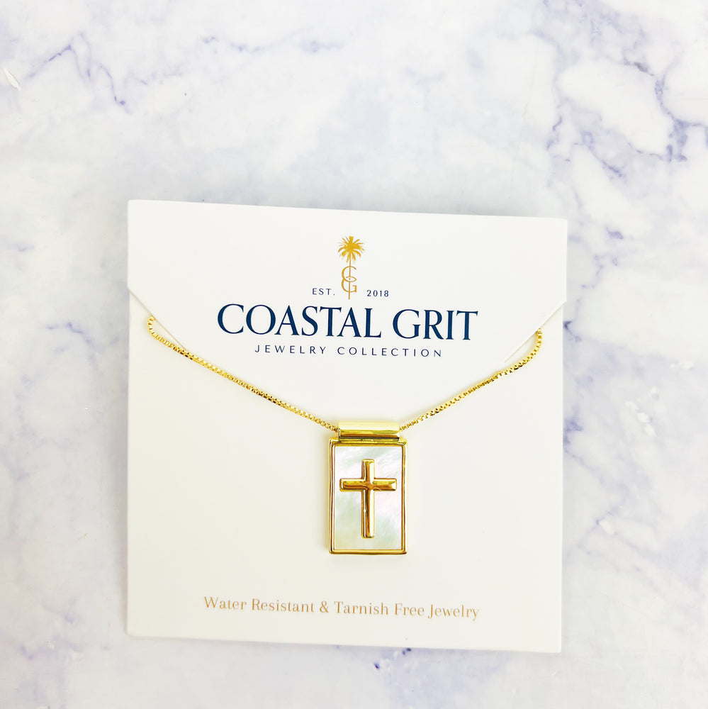 Pearl Shell Cross Necklace