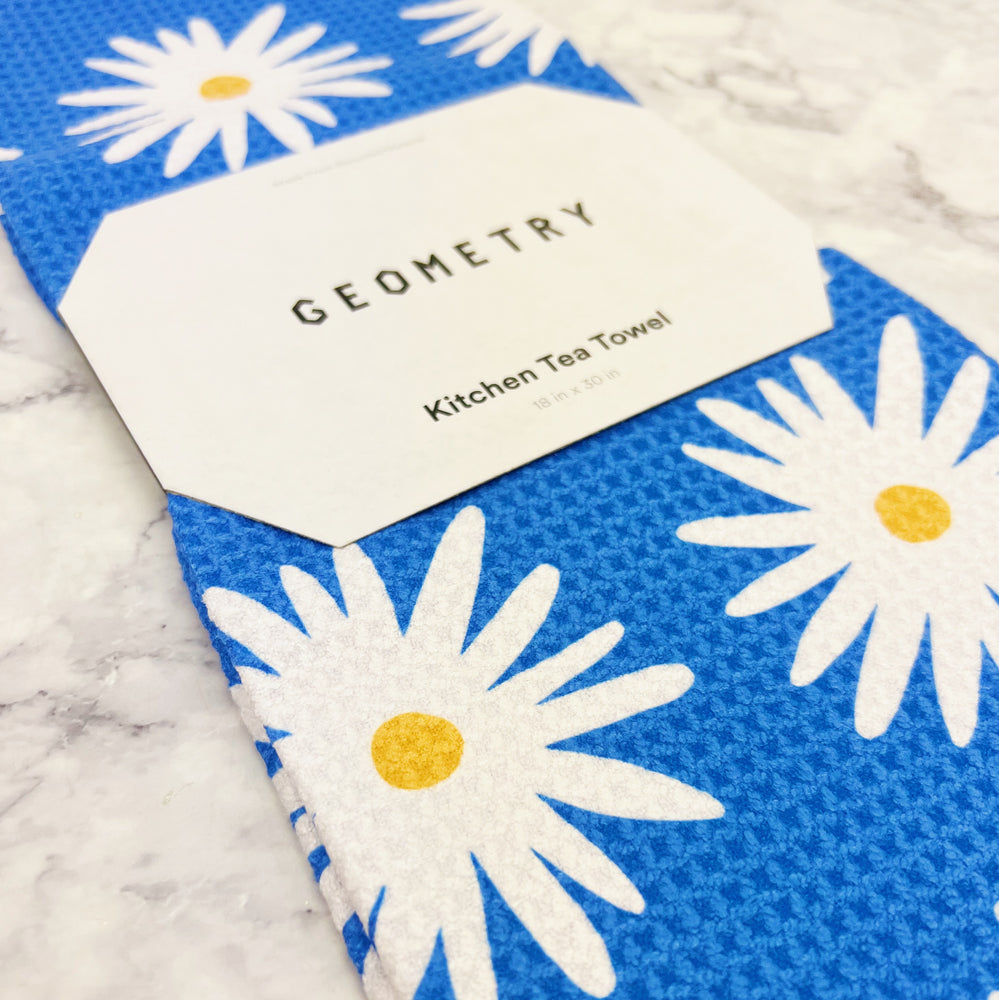 Blue Daisy Recycled Tea Towel