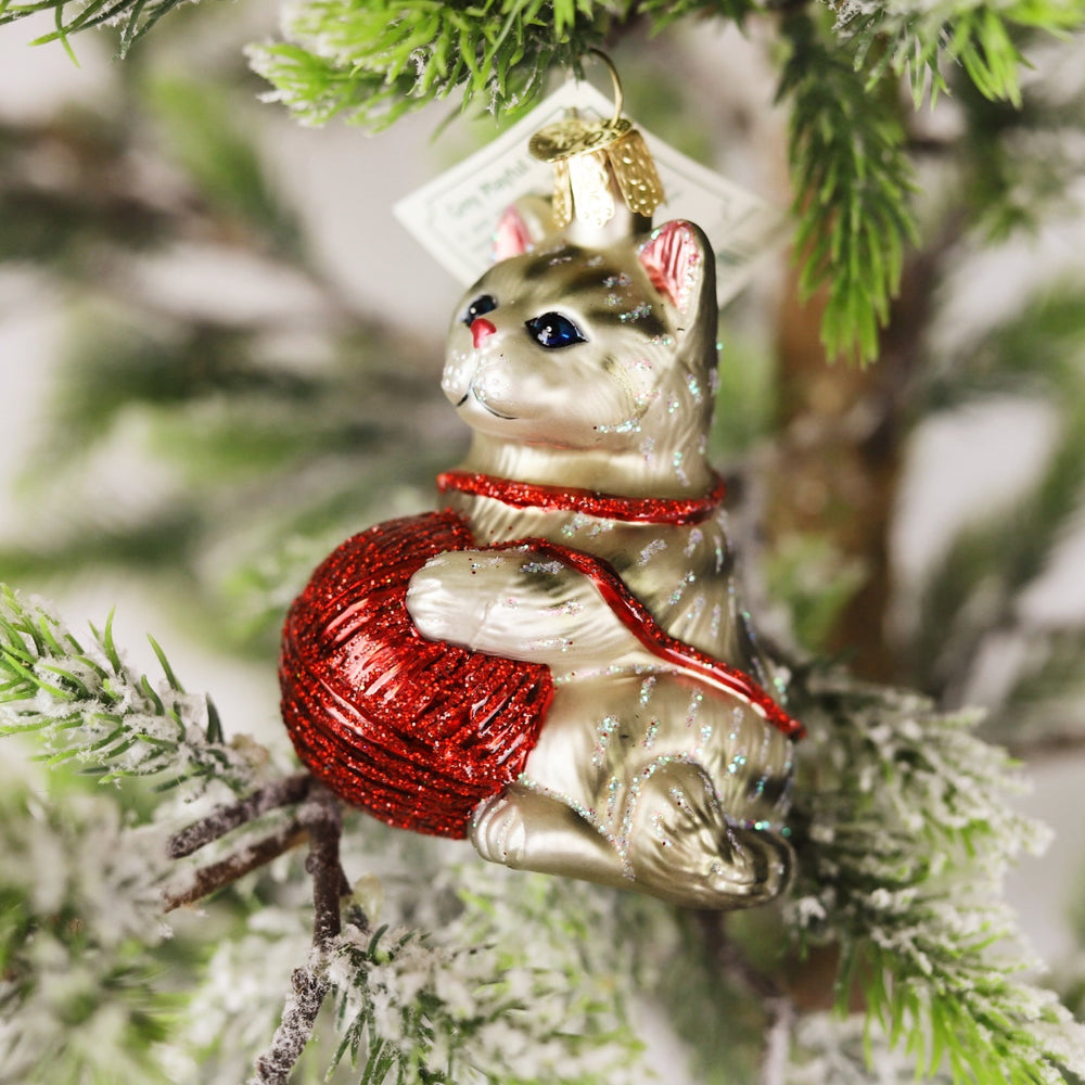 Grey Playful Kitten Ornament