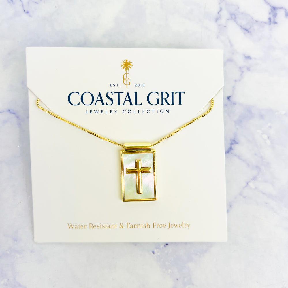 Pearl Shell Cross Necklace