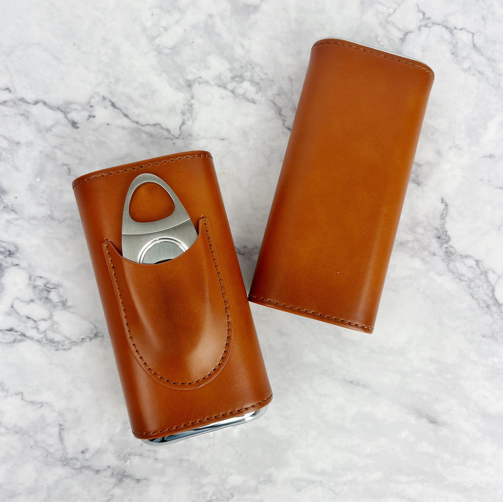Leather Cigar Case with Cutter