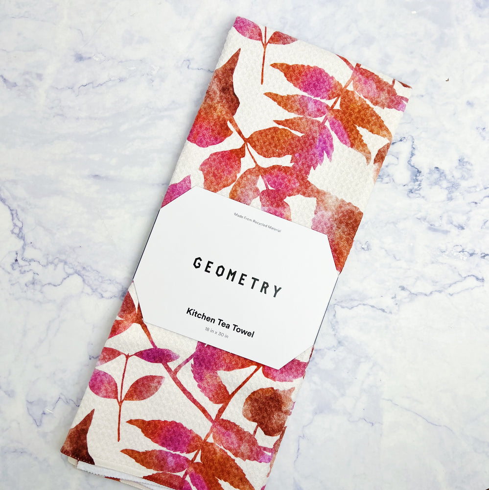 Watercolor Leaves Tea Towel