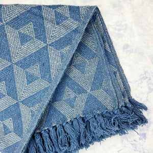 Azure Triad Cotton Throw