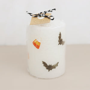 Handpainted Halloween Pillar Candle