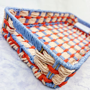 Colorful Two-Toned Woven Basket Tray