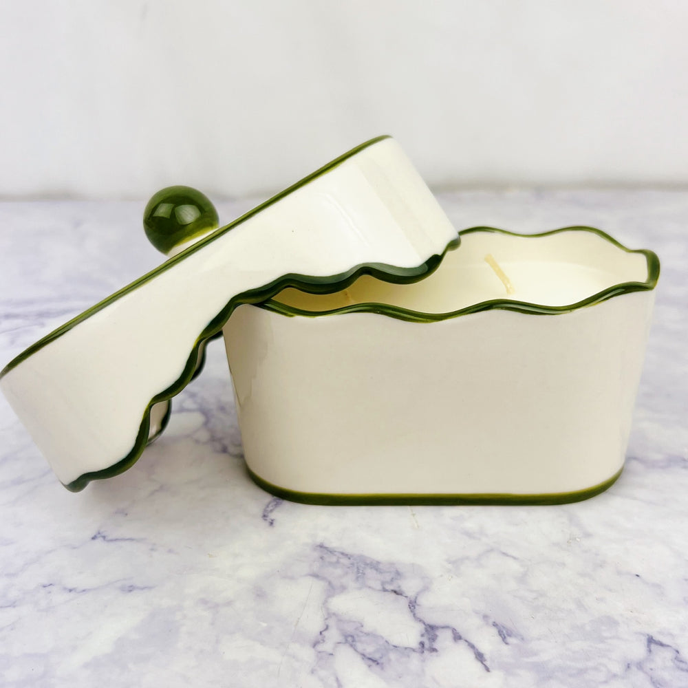 Cherie Porcelain Ceramic Candle with Colored Accents