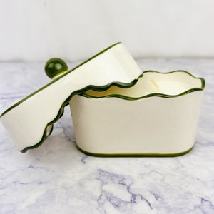 Cherie Porcelain Ceramic Candle with Colored Accents