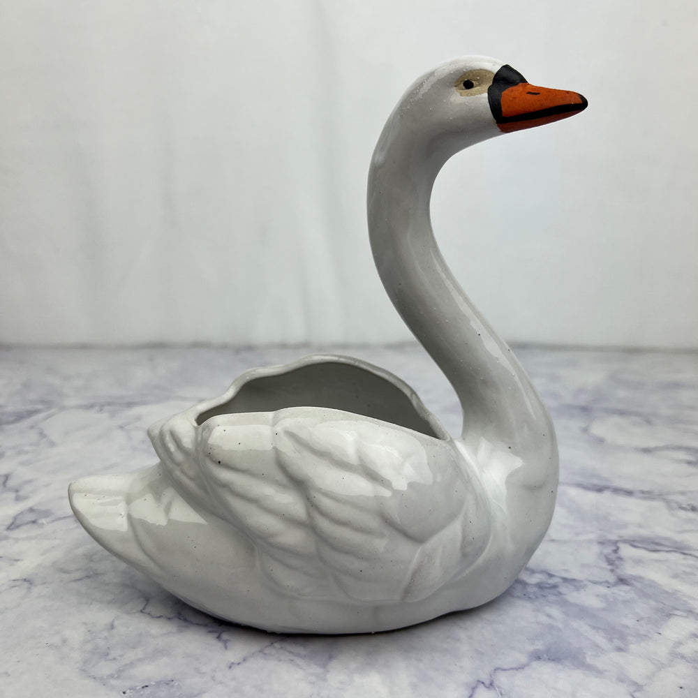 Stoneware Swan Planter
