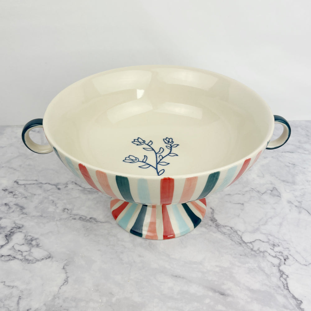 
                
                    Load image into Gallery viewer, Raised Striped Decorative Bowl With Handles
                
            