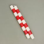Red and White Stripe Taper Candles