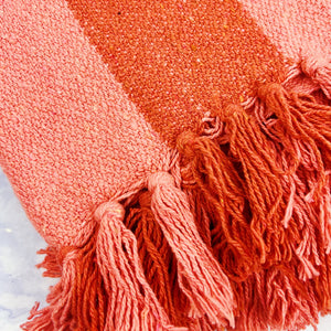 Grapefruit Stripe Cotton Throw Blanket