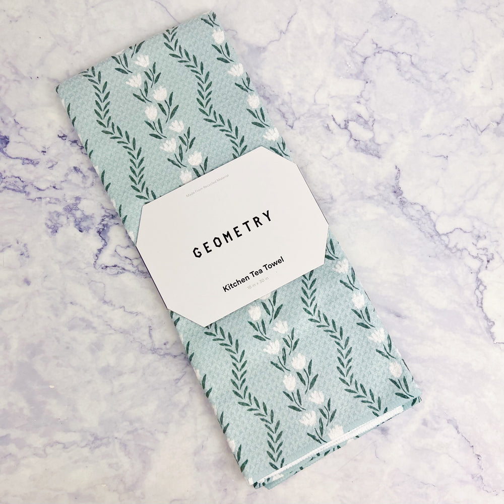 Vintage Floral Stripe Recycled Tea Towel