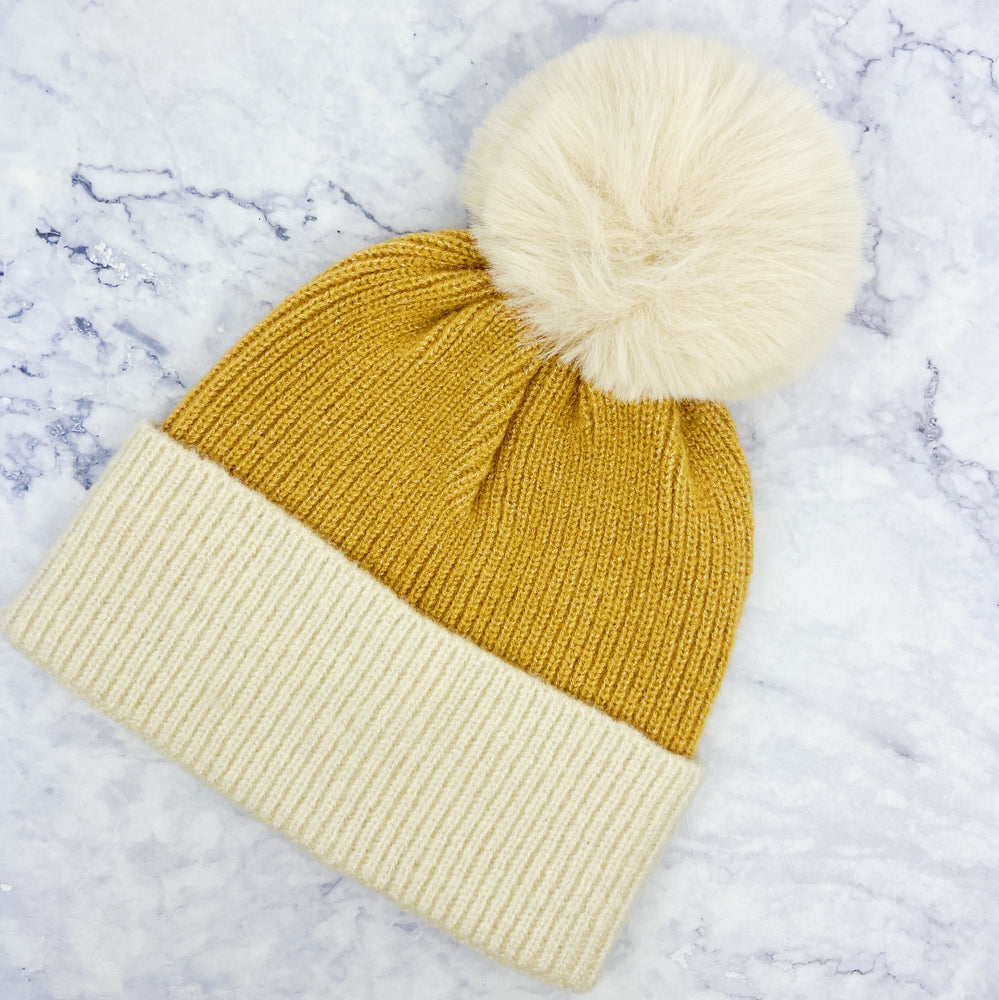 Cozy Caramel Pom Hat