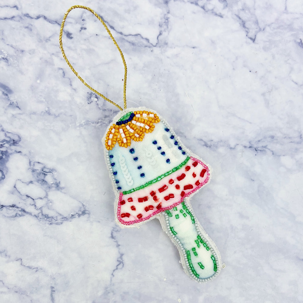 Beaded Mushroom Ornament