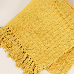 Pumpkin Waffle Weave Fringed Throw