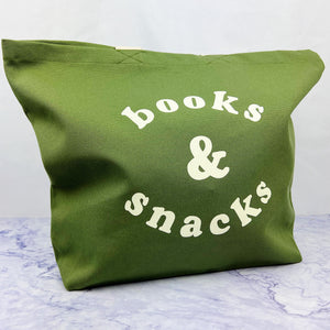 Books and Snacks Canvas Tote Bag